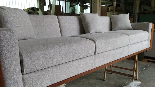 Divano NUOVO Noce Canaletto e Lino MADE IN ITALY -