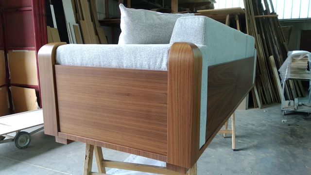 Divano NUOVO Noce Canaletto e Lino MADE IN ITALY -