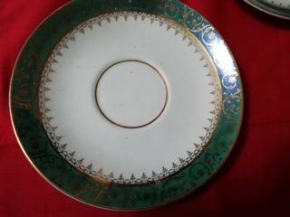 Juego de café Limoges porcelana verde dorado