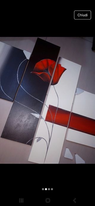 Quadro con fiore 4 pannelli su tela