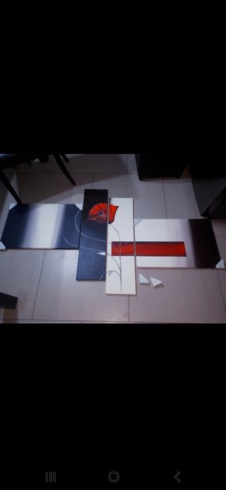 Quadro con fiore 4 pannelli su tela