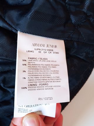 Cappotto Armani Junior 6 anni
