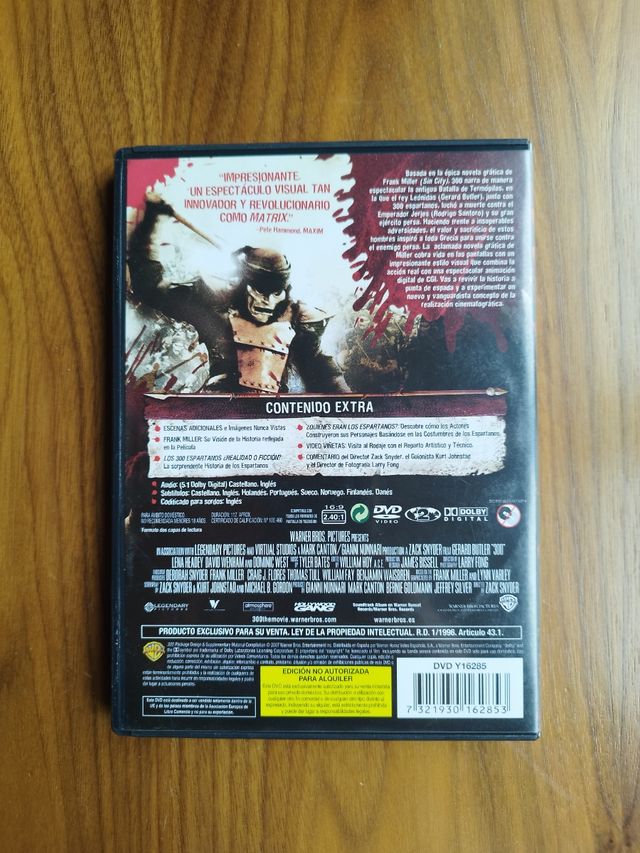 Película 300. Dvd. Contenido extra.