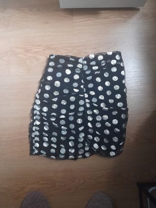 Falda fiesta lunares plateado
