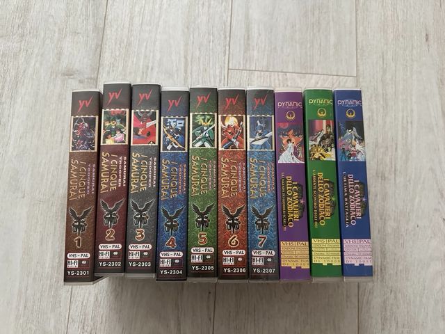 videocasette ufo robot e cavalieri dello zodiaco