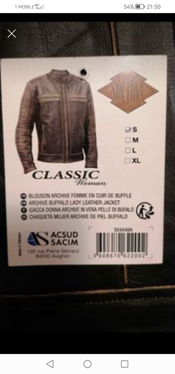 Giacca da moto in pelle tg. S