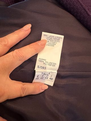 abrigo de lana virgen talla48