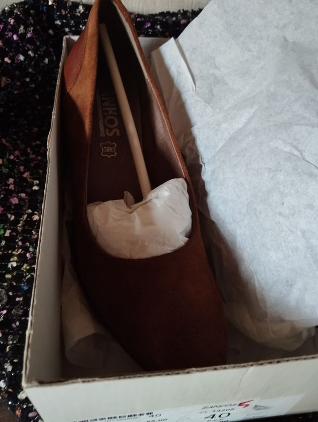 Zapato Salón Cuero piel combinada 