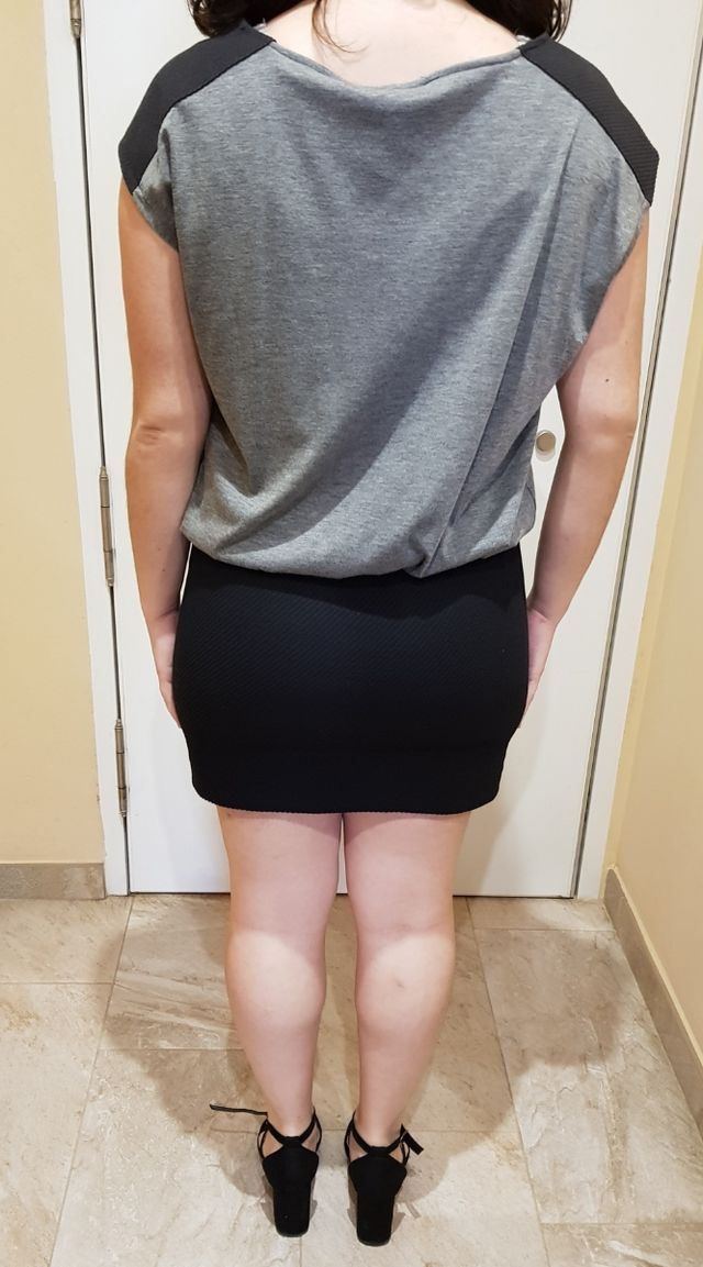 Vestido gris y negro de noche vieja