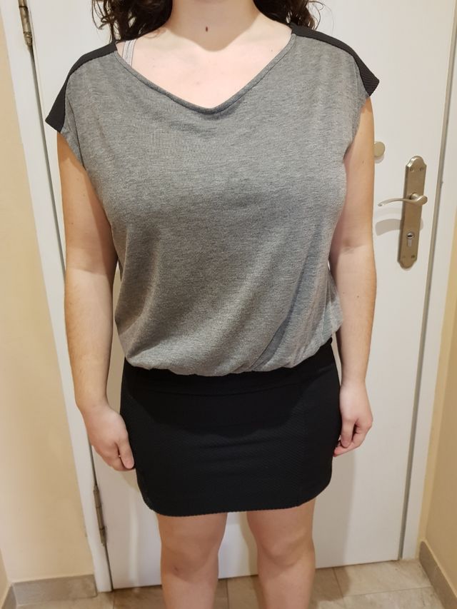 Vestido gris y negro de noche vieja