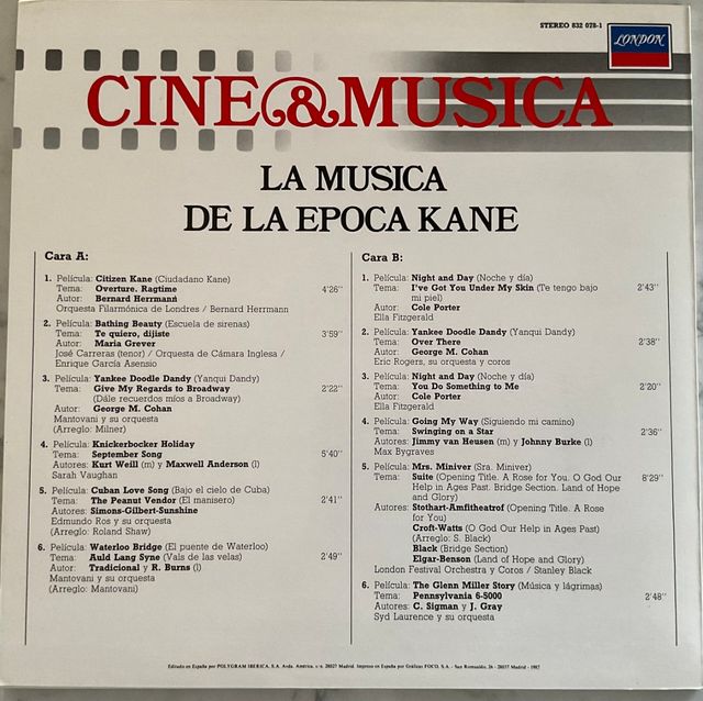Cine.y Musica . Banda Sonora . Kane , Oscars .