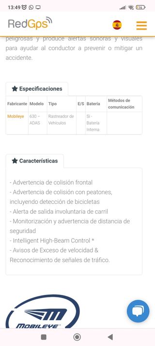 Mobileye original detector de colisión 2022