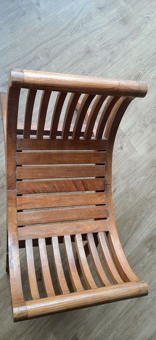 Taburete o banqueta tipo romana de madera de teca