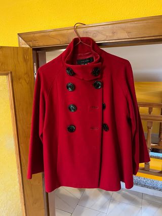 abrigo zara rojo de lana talla M