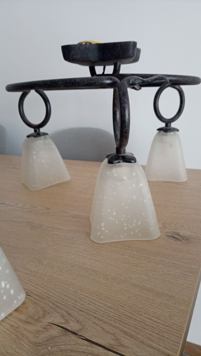 Lampara de techo forja. Lampara 3 bombillas decora