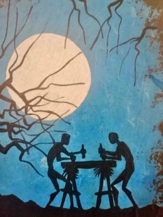 Pizarra pintada a mano txalaparta