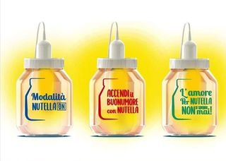 Tre 3 lampade barattolo Nutella Ferrero scritte