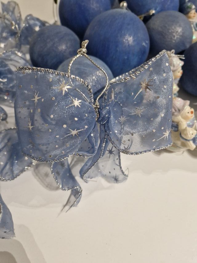 Addobbi Natale argento e azzurri 54 pezzi