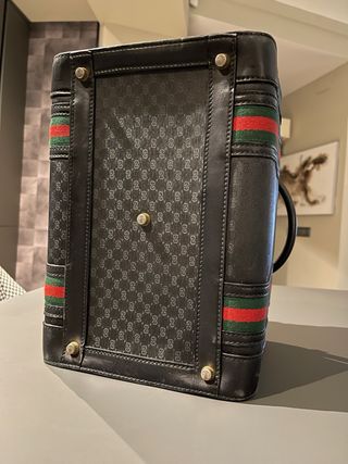 GUCCI vintage 1970s Black monogram Train Case Bag