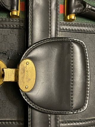 GUCCI vintage 1970s Black monogram Train Case Bag