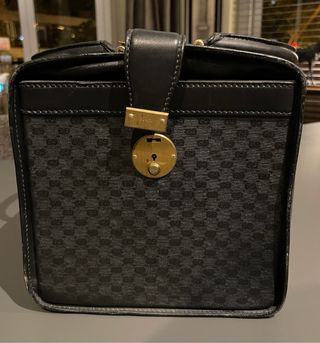 GUCCI vintage 1970s Black monogram Train Case Bag