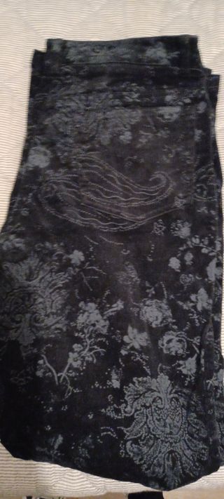 Pantalón de pana negro estampado de invierno