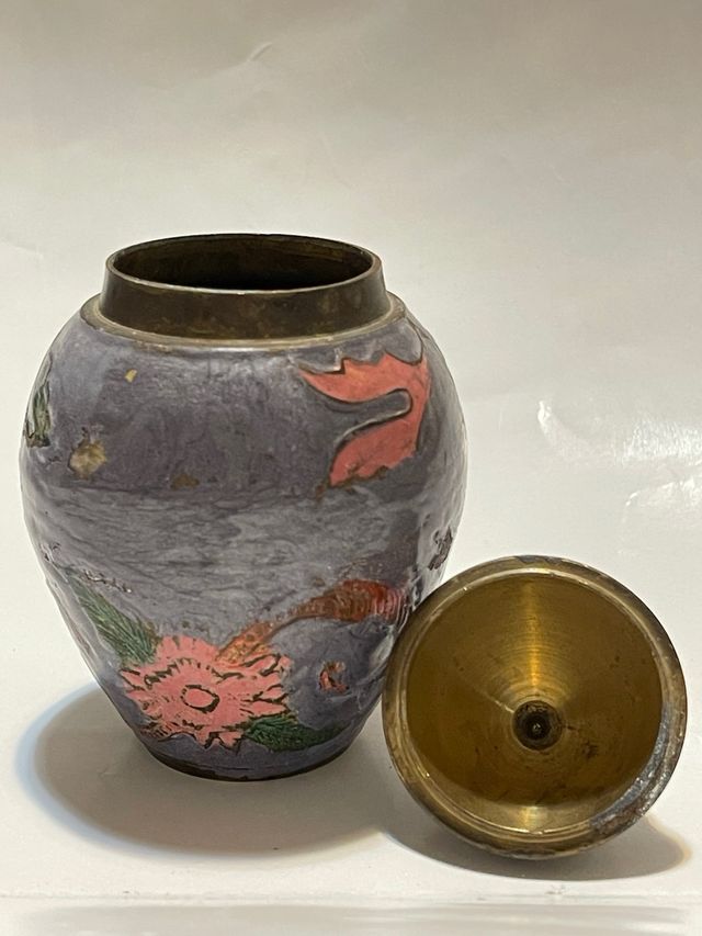 Jarron vintage bronce esmaltado