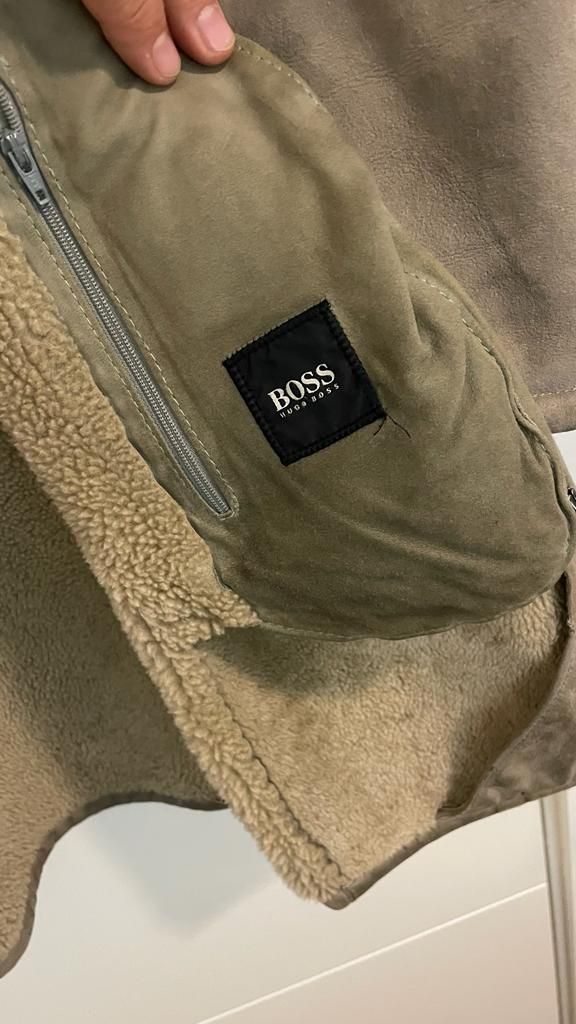 Abrigo Hugo Boss Cuero Ante Retro Beige