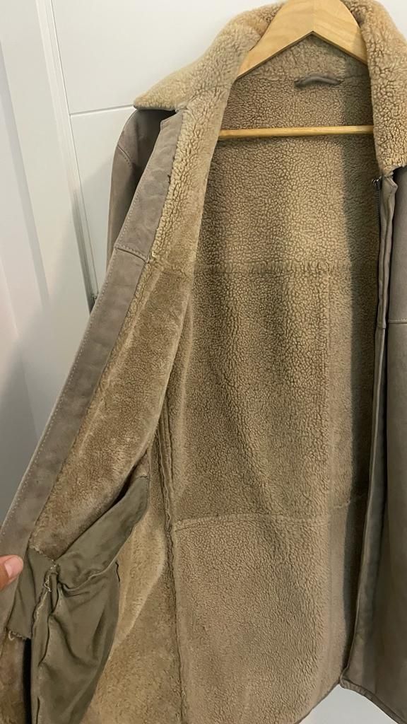 Abrigo Hugo Boss Cuero Ante Retro Beige