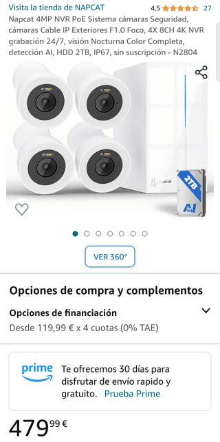 Sistema 4 cámaras Seguridad PRECINTADO