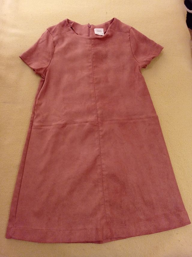 Zara. Vestido rosa de antelina. Talla 10 años