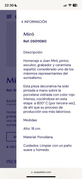 Sargadelos Figura Homenaje Miró