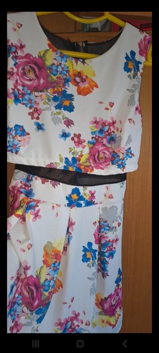 Vestido fiesta flores sexy transparente