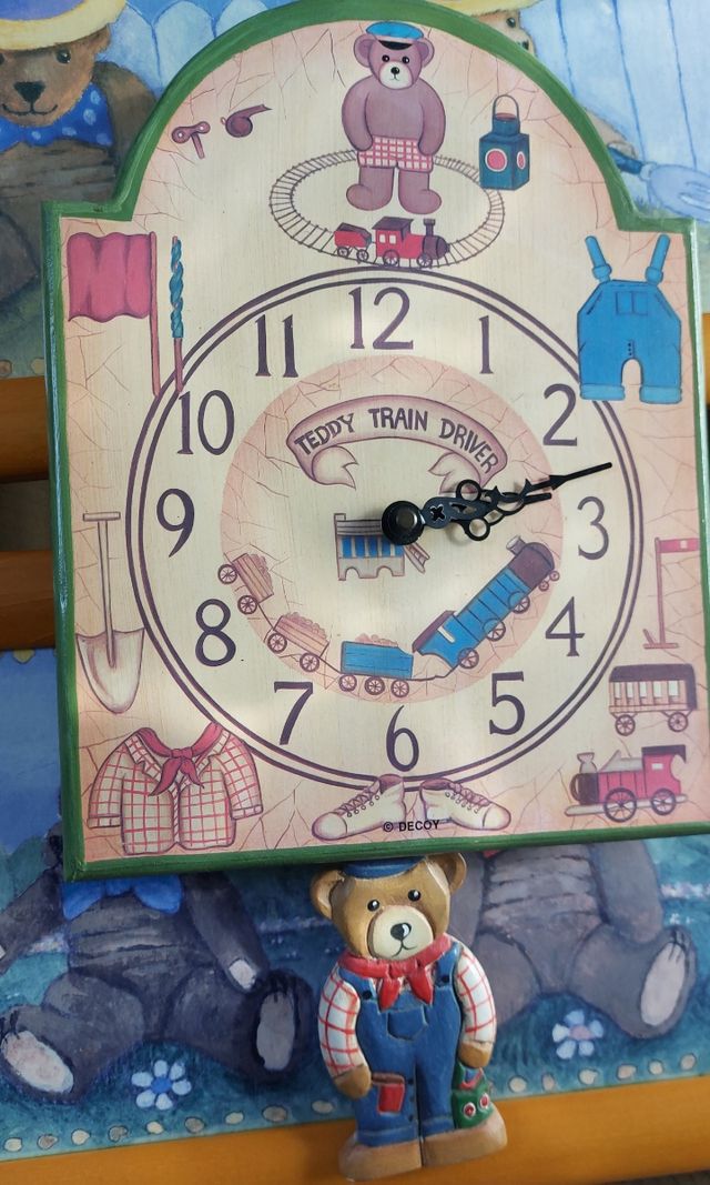 🐻2 cuadros oso, perchero y Reloj.Teddy