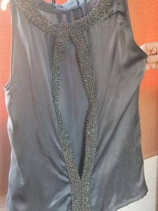 Top fiesta gasa gris plomo Massimo Dutti