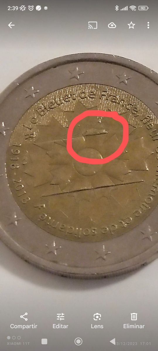 Moneda de dos euros con error