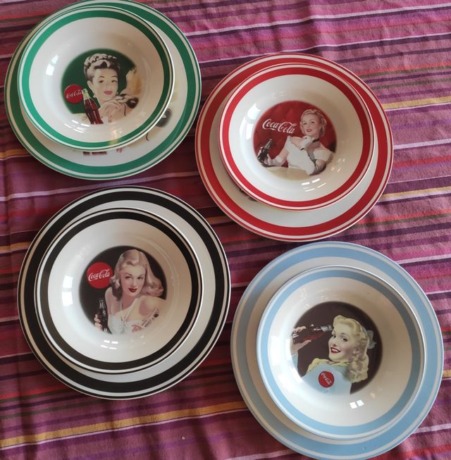 Servizio piatti+tazze Vintage Coca Cola