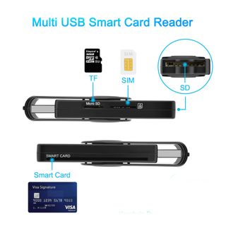 Leitor Cartões USB Smart Card, Micro SD, SIM, TF