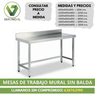 MESA INOXIDABLE CON 1 BALDA DE FONDO 600