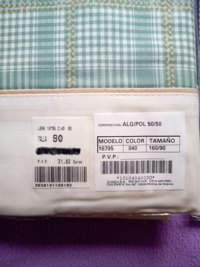 Juego de sábanas cama 90