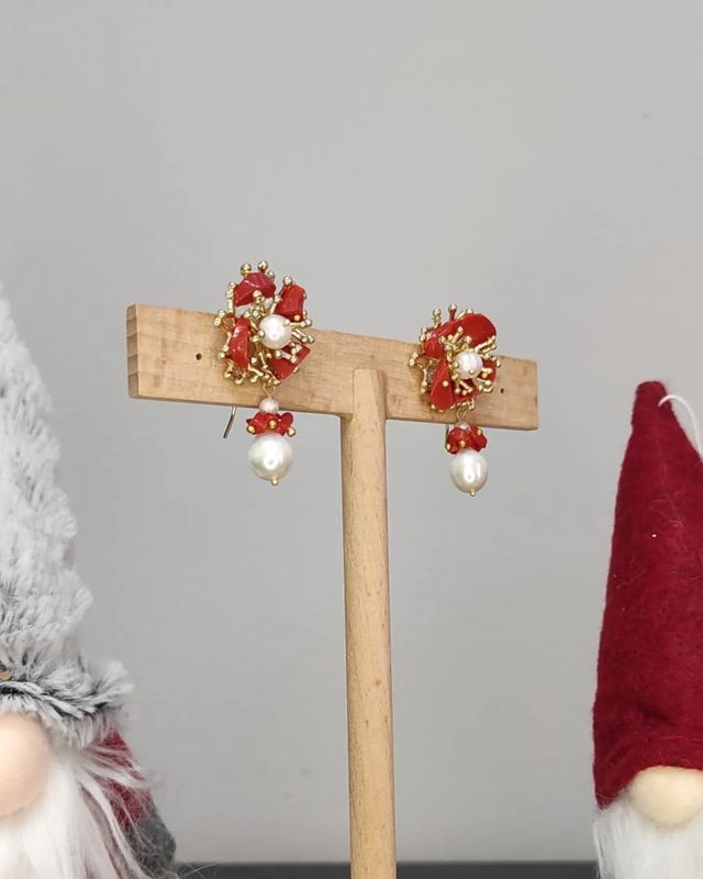 Orecchini in Coralli e Perle Naturali