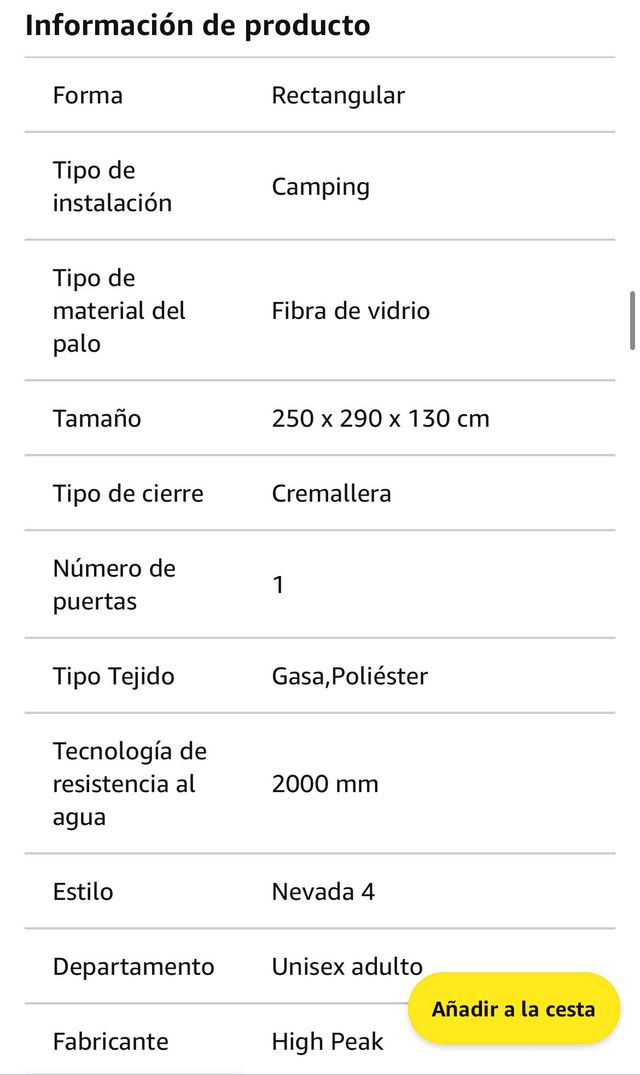 OCASION ! TIENDA DE CAMPAÑA MARCA HIGH PEAK