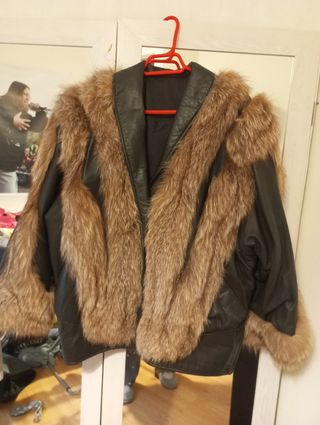 Chaquetón de piel y zorro plateado