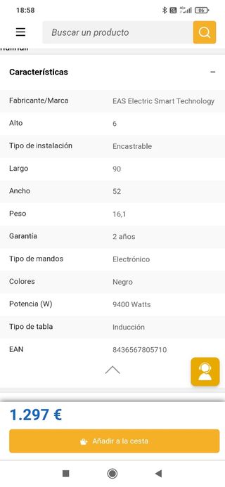 Placa inducción REACONDICIONADA 90 cm