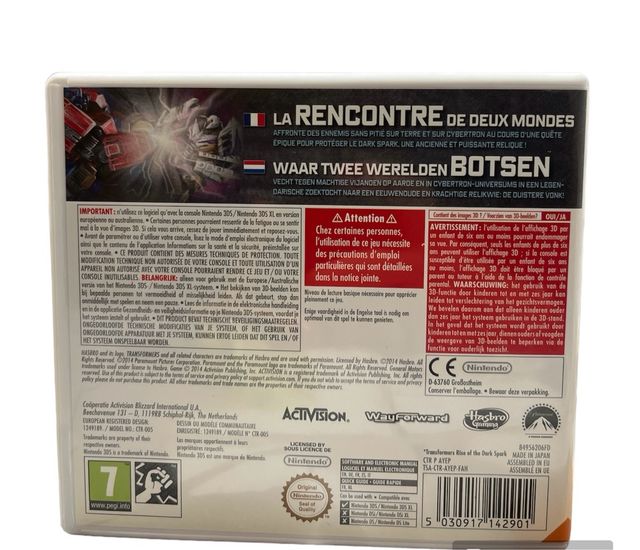 Juego nintendo 3ds Tranformers the dark spark