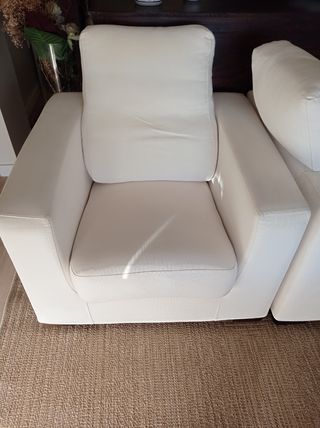 Sillón beige respaldo medio reclinable