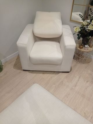 Sillón beige respaldo medio reclinable