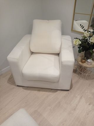 Sillón beige respaldo medio reclinable