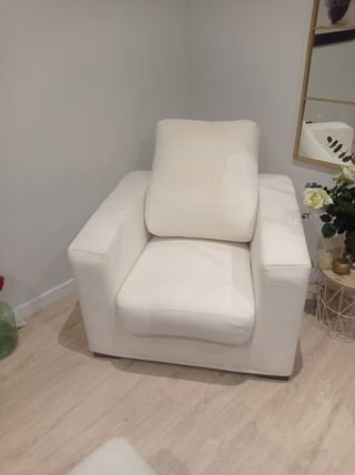 Sillón beige respaldo medio reclinable