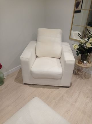 Sillón beige respaldo medio reclinable